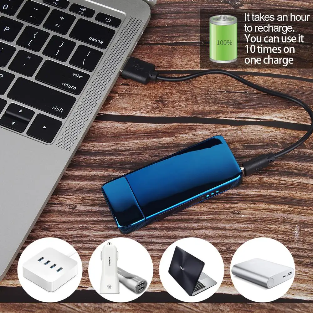 USB Rechargeable Windproof Flameless Electronic Lighter Ultra Thin Cigarette Lighter Touch Induction Double Side Lighter