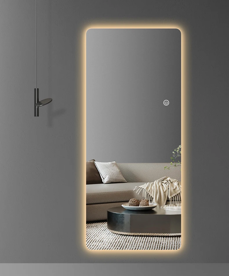 simple backlight LED large full body mirror luminous Wall mirror led bathroom decorative floor standing dressing mirror