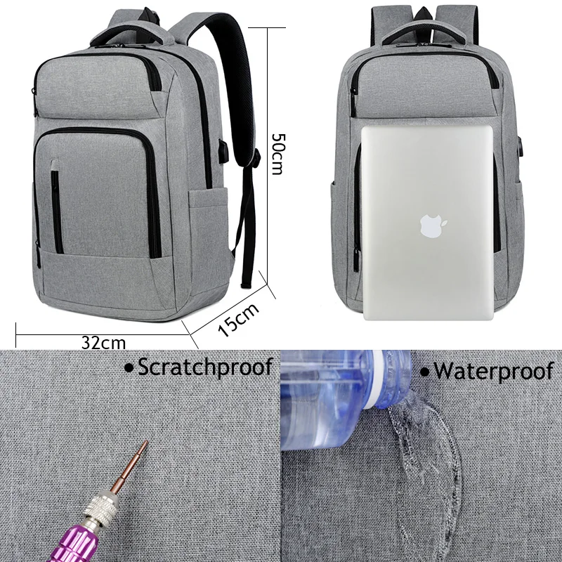 Computer work business men college waterproof laptop backpacks large capacity 15.6 inch travel laptop backpack with usb