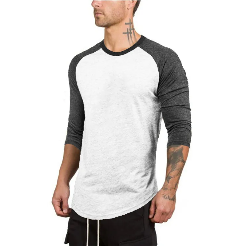 High Quality Long Sleeve T-shirt Custom Logo Gym 95% Cotton T Shirt Men Factory Made Shirts