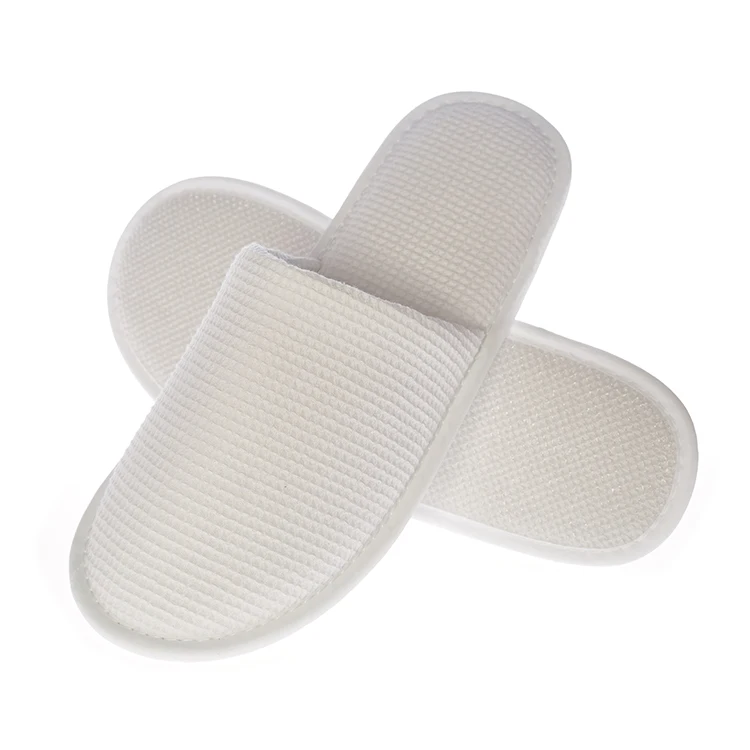 Customized logo white waffle disposable hotel slippers