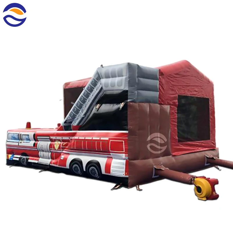 Надувная пожарная станция прыгающий дом с водной горкой автомобиль надувной замок комбо