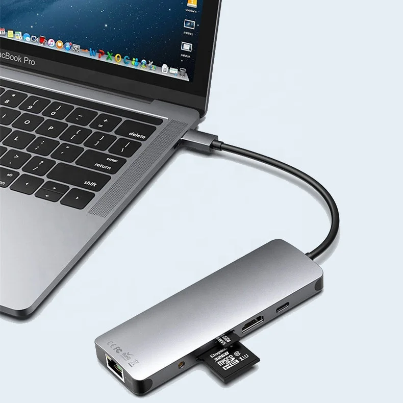 9 In 1 Usb C Hub Multipoort Adapter 4K 60Hz Hd Video Pd 100W 1000Mbps Rj45  Multifunction Docking For Laptop Usb C To 9In1 Hub