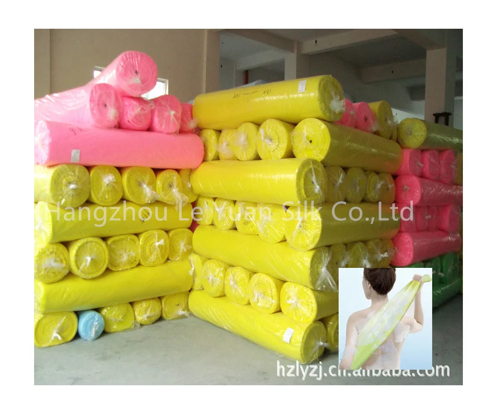 Manufacture Supply  Exfoliating Wash Cloth Colorful Nylon Wash Fabric In Rolls For Japanese Beauty Skin Towel