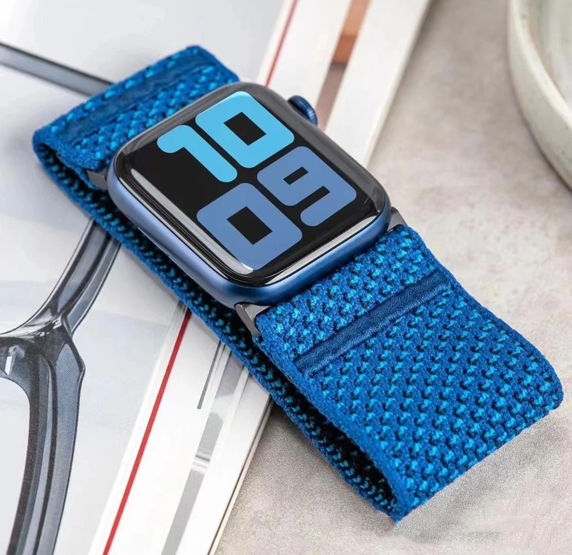 Sport Breathable Stretchy Solo Loop wide Men Nylon Elastic Braided Strap 44mm 45mm 46mm 49mm ultra for apple watch 10 band