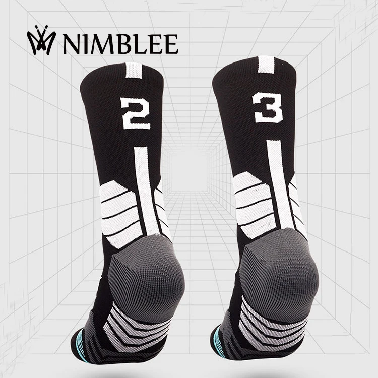 Wholesale Custom Fashion  Sports Socks Running Men Number Socks  Elite Quality Basketball Socks