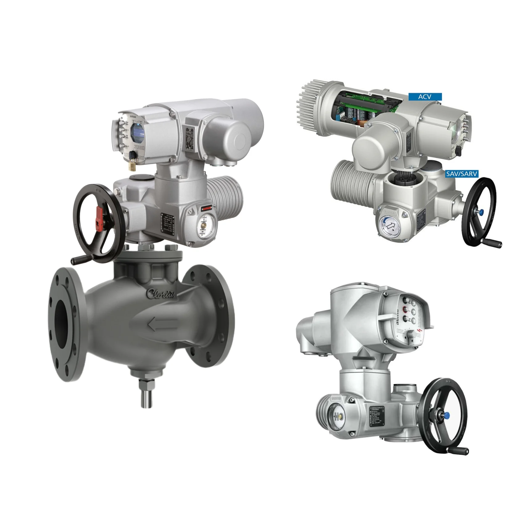 Auma Multi-turn Electric Valve Actuator SA SAR With Clorius 3 Ways Valve Body For Auma Electric Control Valve