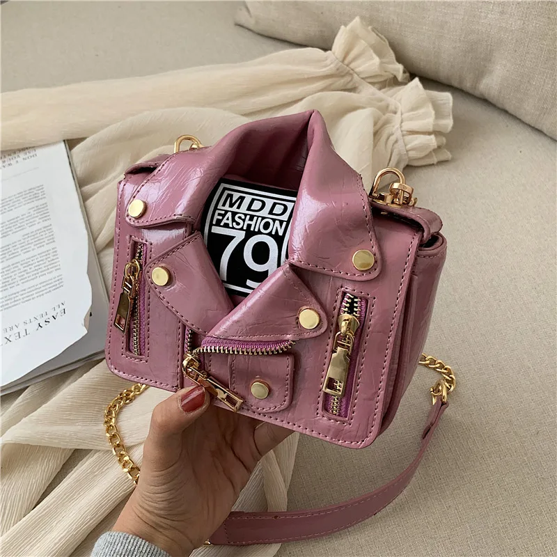 Wholesale Personalized Laser Punk Style Rivet Jacket Shape Handbags Womens Hot Crossbody Bags