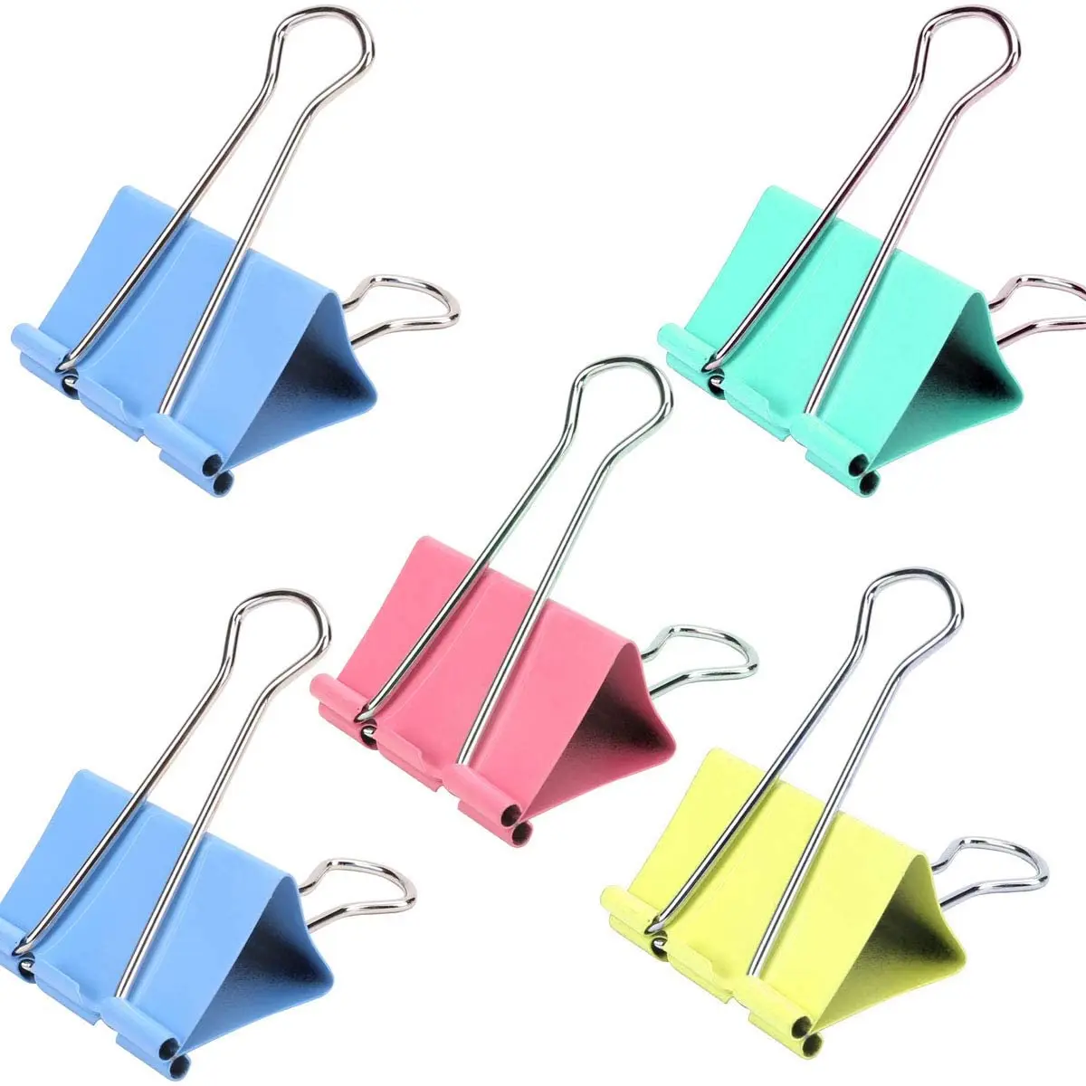 25391 8Pcs 15mm/19mm Colorful School Stationery Office Use Metal Fold back Binder Document Paper Clip Set