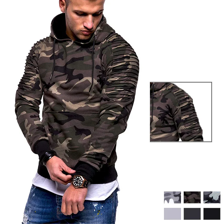 
Men Camo Casual Hooded Camouflage Print Sweatshirt Soft Light Fleece Pullover Hoodie 