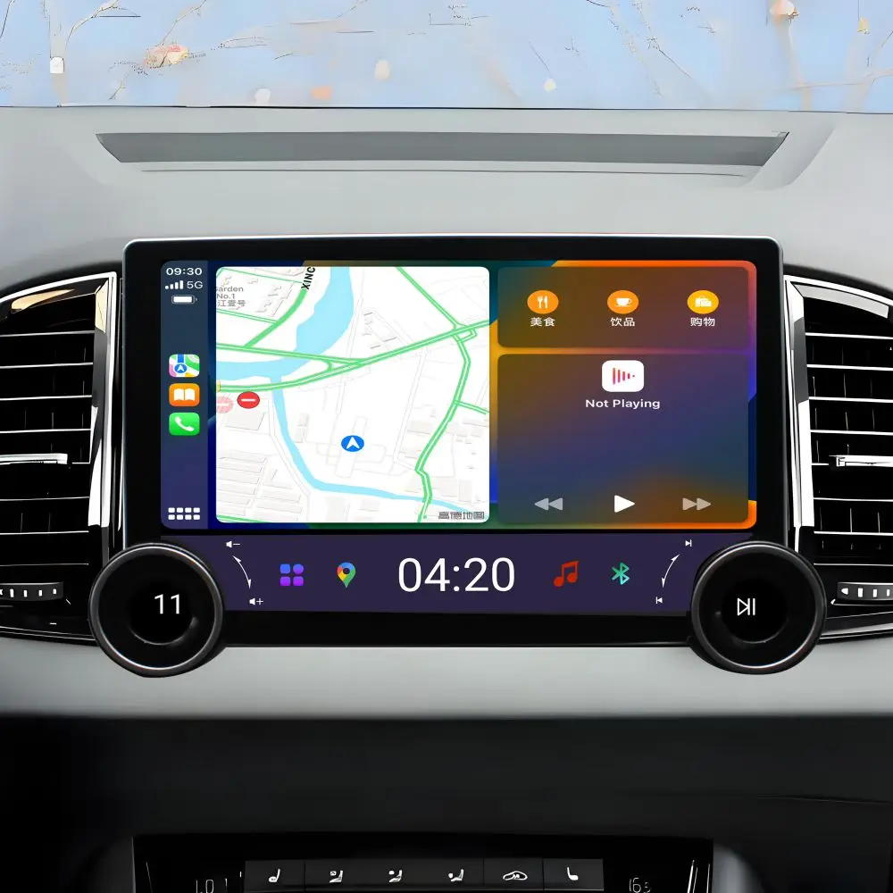 New products  car radio dual knob  Auto QLED 2K Screen Single Din Car Stereo With Carplay Android Auto   FM EQ Aux In+ Mic