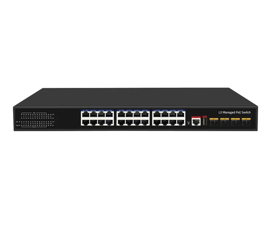 28 Port 10G Uplink 24 Port Gigabit L3 Managed Ethernet POE Switch AC100-240V/50-60Hz