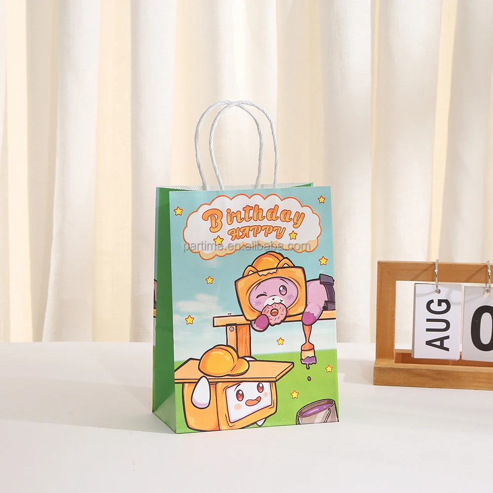 Cartoon Fox Theme Party Paper Gift Bag Box Birthday Party Decoration Paper Gift Bag Customized Service