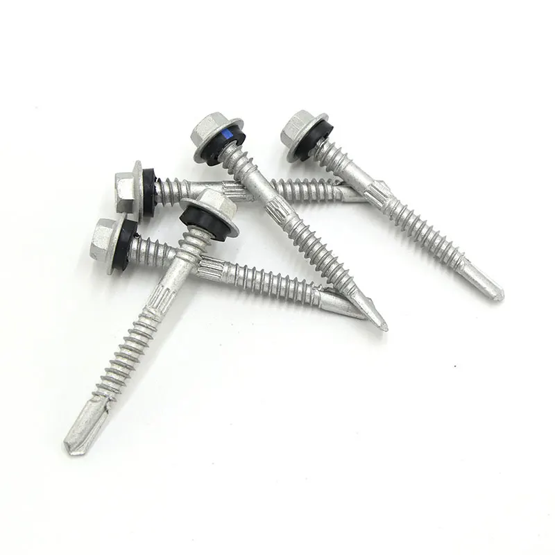High Strength Xylan Ruspert Plated Double Thread Flange Hexagon Hex Head Self Drilling Screw With Washer