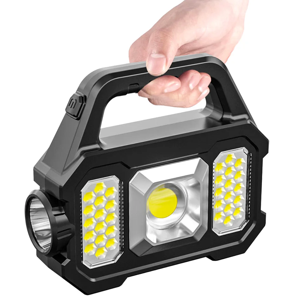 Multifunction power bank work light searchlight flashlight rechargeable COB portable outdoor solar led camping light