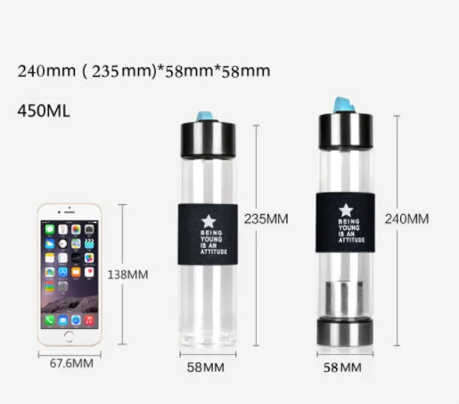 Glass water bottle bpa free, filter glass bottle, drink bottle