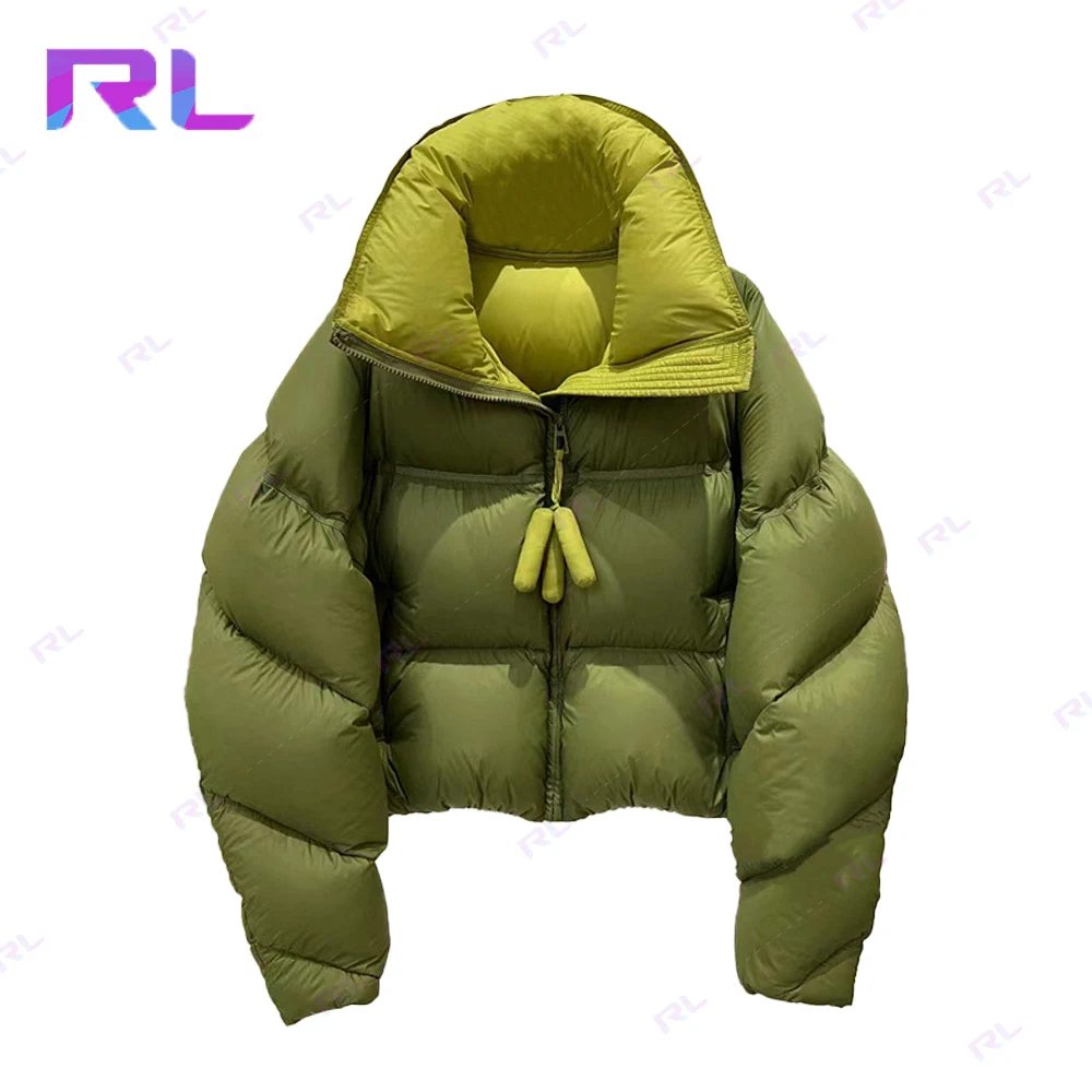 Plus Size Solid Color Thick Crop Down Coats Women Puff Bubble Jacket Casual Winter Down Puffer Jacket Women Bubble Coats