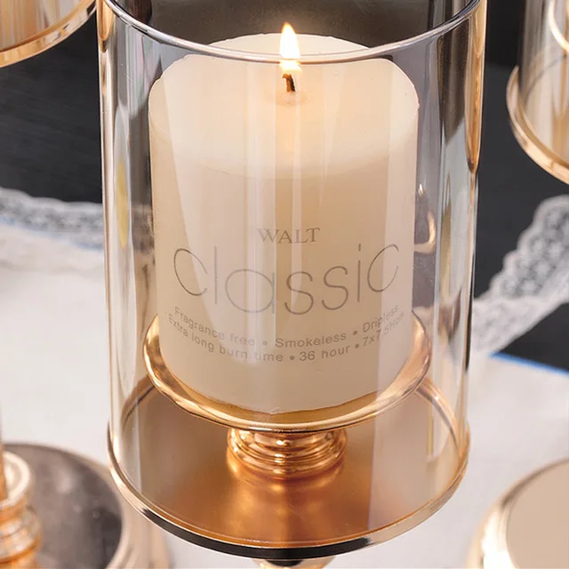 Light Luxury Gold Candle Holders Retro Glass Candlestick For Wedding Home Decor