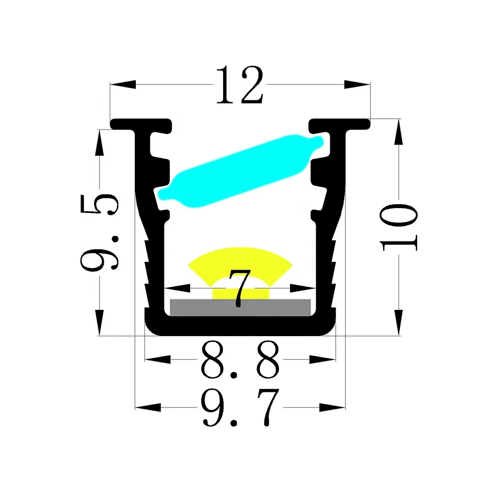 Custom Led Strip Light Aluminum Profile 10*10mm Recessed aluminum led profile for stairs lighting with led par light