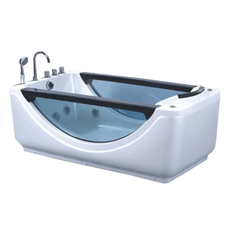 
Double-sided tempered glass single seated hot bath surfing whirlpool square bathtub 