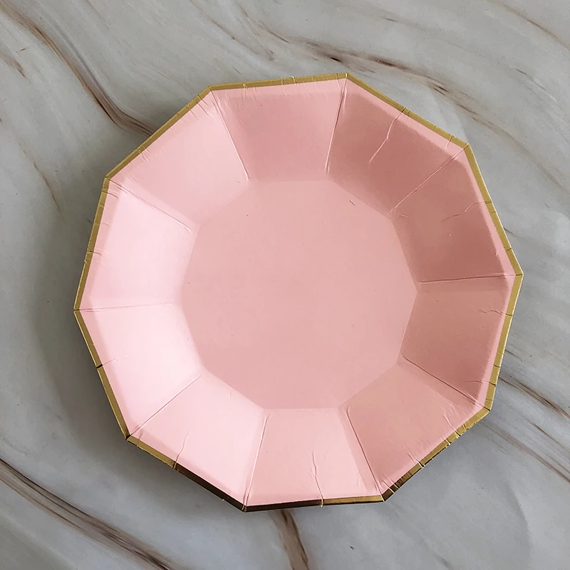 7inch Decagon Shape Disposable Birthday Party Paper Plates  Dessert Plates Dinner Plates 8PCS