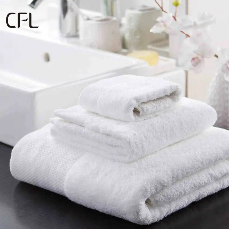 Luxury Towel custom hotel bath towels 5 star  100% cotton White Bath hand face Towel set with Custom Embroidery Logo