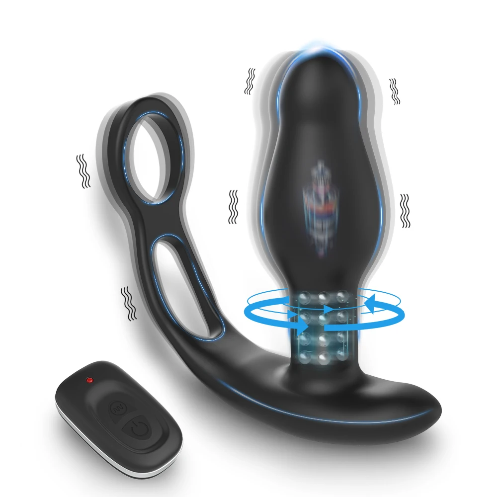 hot selling  butt plug anal 7-frequency vibrating 7-frequency rotate silicone and matel anal butt plug ring   for men  Sex Toy