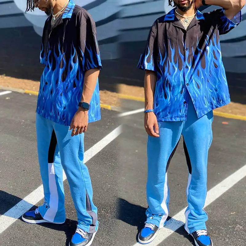 Hot Sale Men Patchwork Graffiti Stack Pant Sweatpants High Quality Casual Custom Jogger Sweat Flare Pants Men