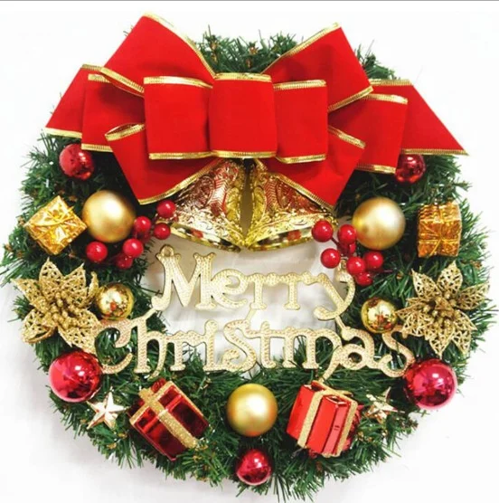 2022 Christmas Garlands & Wreaths Ribbon Outdoor Indoor Christmas Wreath Garland Ornaments Christmas Decorations