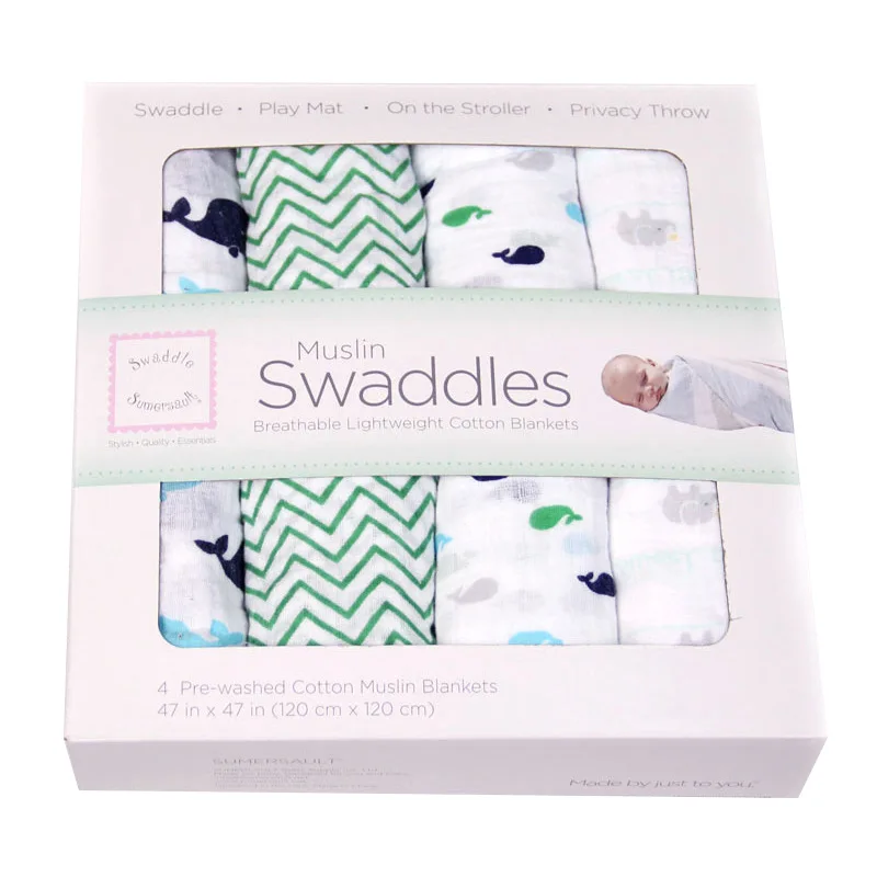 Wholesale Custom Baby Blanket Luxury Packaging Box Foldable White Card Towel Swaddle Gift Paper Box With Window PVC