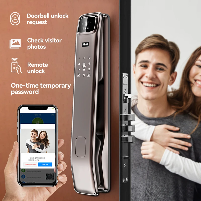 LAIU New Design 3D Face Recognition APP Wifi Control Doorbell HD Camera Smart Door Lock