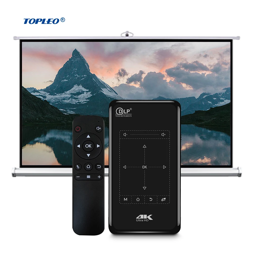 Topleo Mini Home DLP Projector P09 II 1G 8G WIFI Full Hd 4K Video DLP Wireless Projector Black Business Android Projector