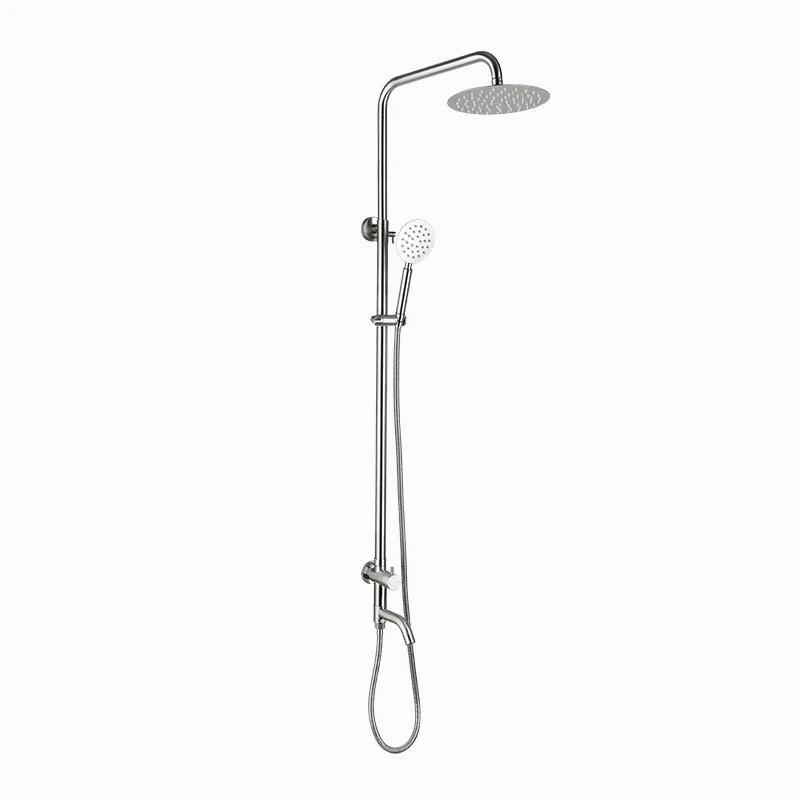 304 Stainless Steel Wall Mount Shower Sets Bathroom Rainfall Single Cold Three Function Faucets Taps Shower Sets