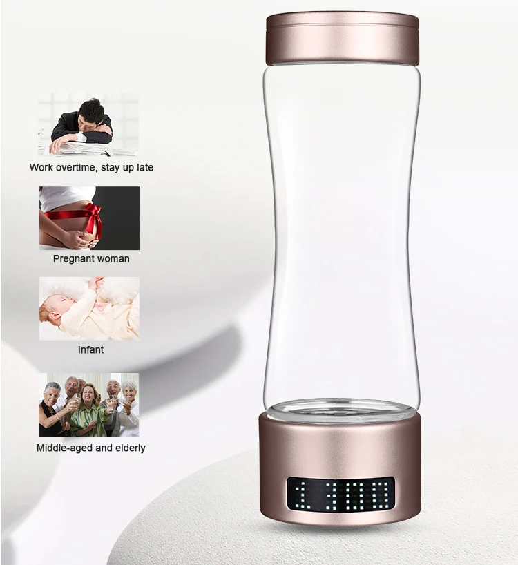 Portable Nano High Hydrogen Rich Water Generator Bottle Pure H2 Maker Ionizer Rechargeable Electrolysis Cup