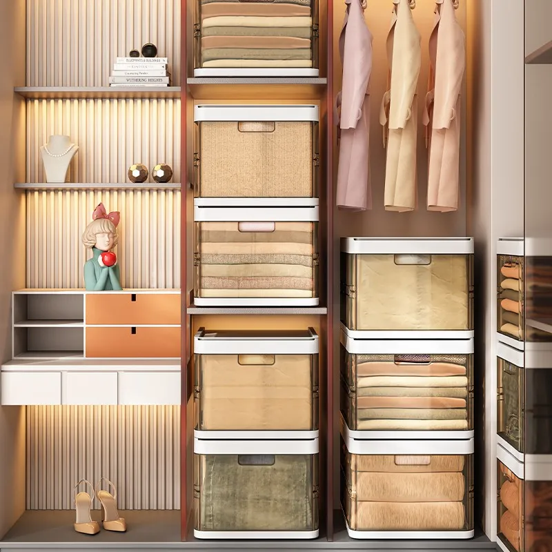 Luxury type folding 7 grid 9 grid jeans storage box collapsible plastic closet clothes storage container with grid