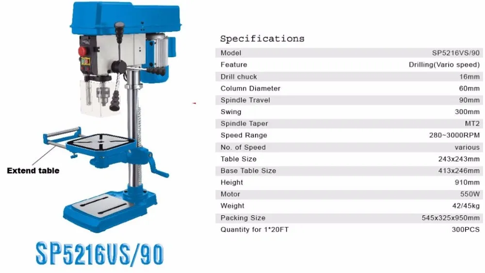 
cheap drill press SP5216VS/150 variable speed drill press 