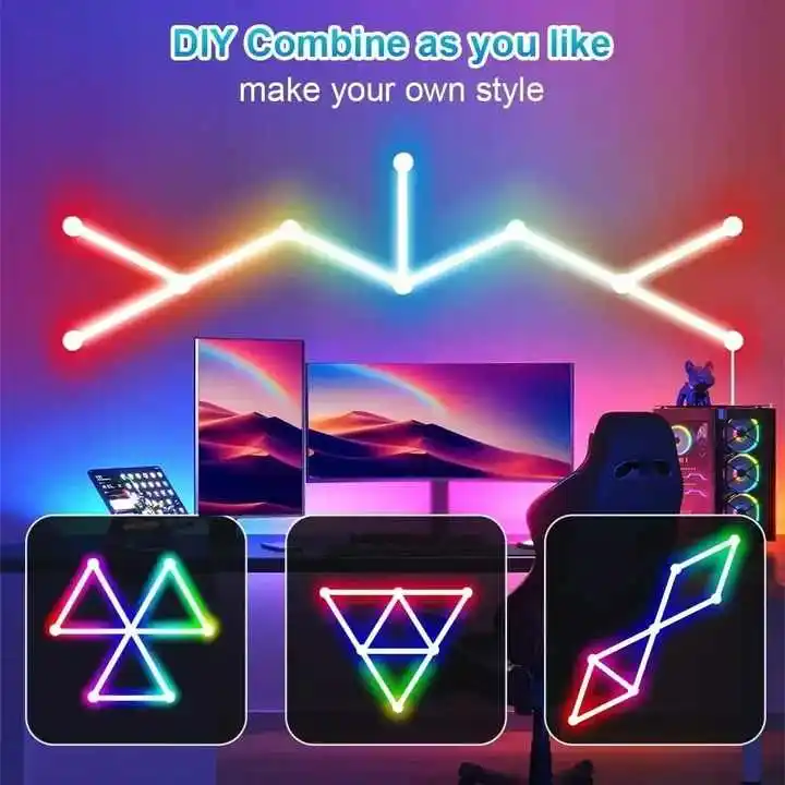 LED Wall Lamp Smart Bluetooth USB DIY Atmosphere Night Light RGB Light Bar Music Rhythm Backlight for Bedroom Game Room Decor