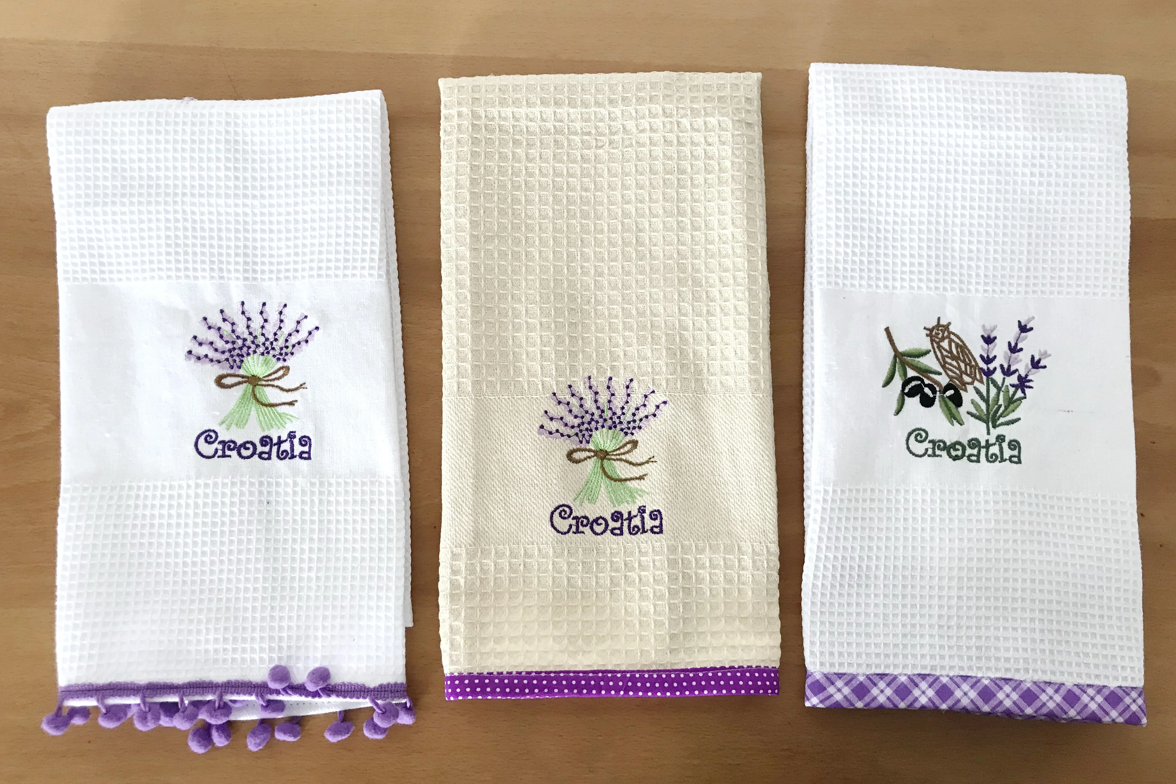 cotton waffle dish cloth tea towel kitchen towel with colorful border