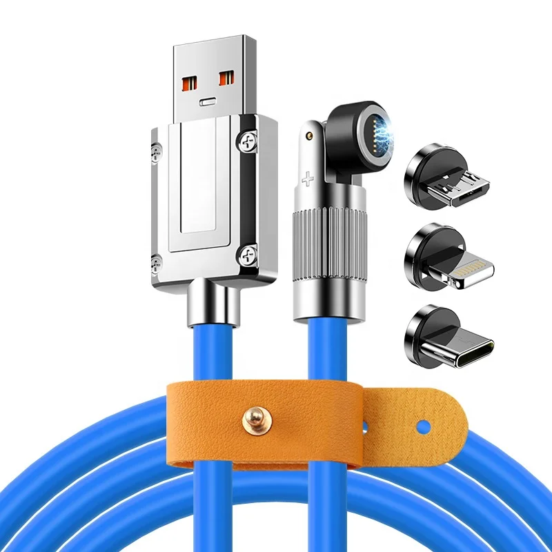 540 degree Magnetic 3in1 fast charging cable rotate magnetism data line magnet 5A fast charging data cable 120W fast charge