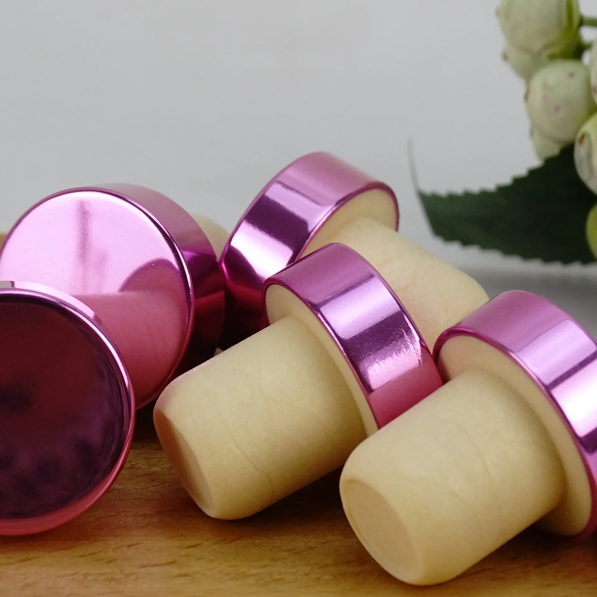 Good Selling Reusable Luxury Wooden Top Wine Bottle Synthetic Cork Cork Cork Polymer Stopper With Aluminum Lid