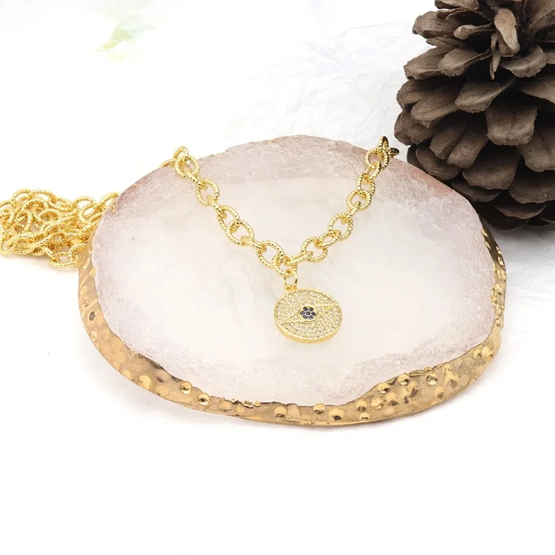 
Gold Plated Stainless Steel 18k gold chain lucky evils eyes jewelry necklace 