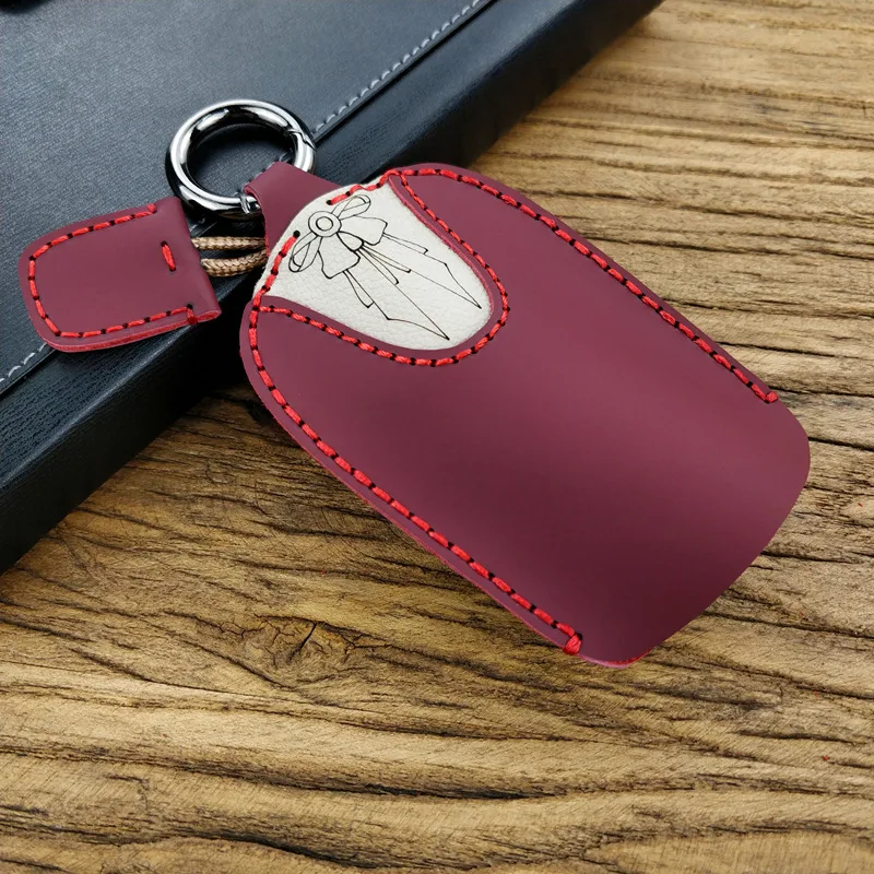 Decades Focusing Luxury Genuine Kraft First Layer Handmade Leather Car Keychain for Car Key Case Custom