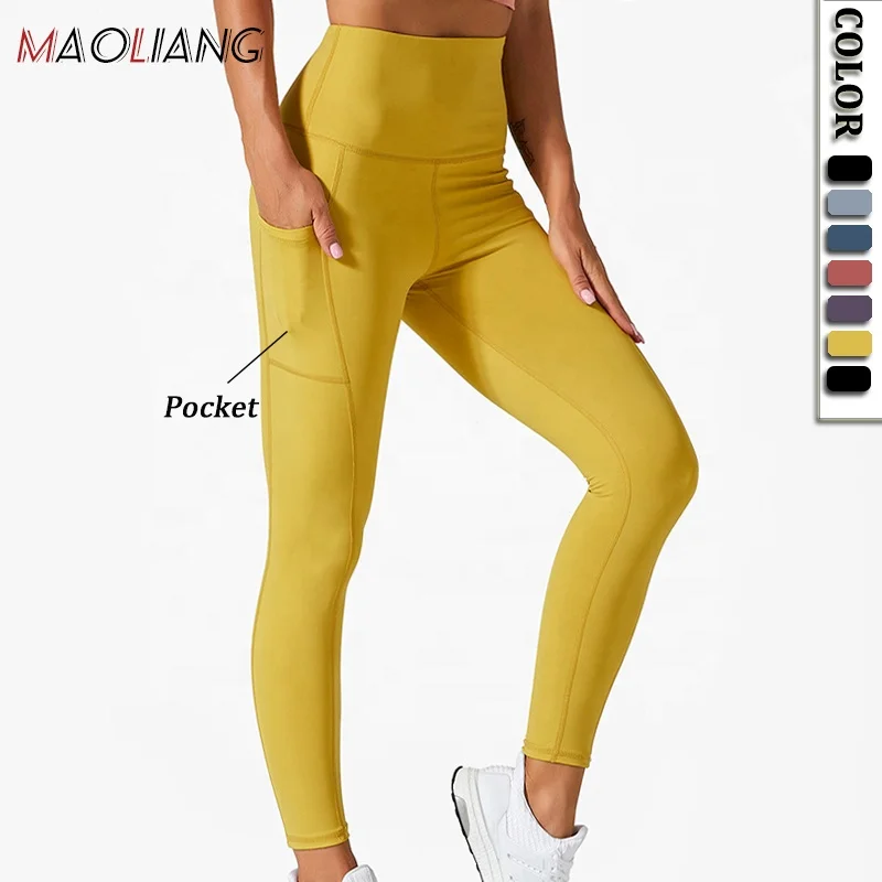 7023 Wholesale Leggins Gym Women Nylon Spandex Pants Fitness Legging Femininas Yoga Leggings With Pocket