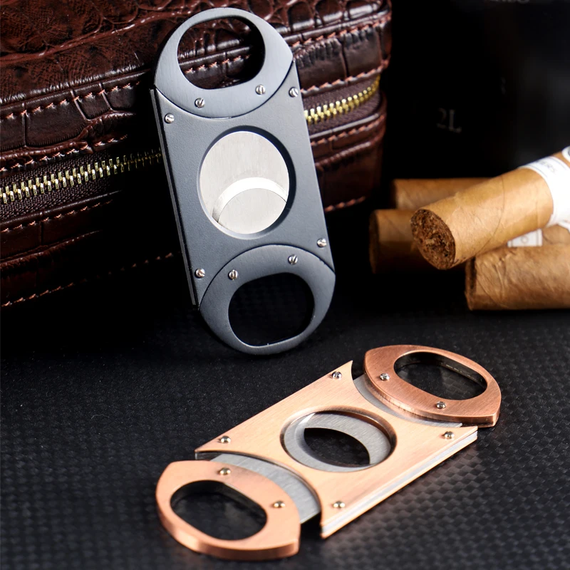 Hot Selling boutique Cigar Cutter  Guillotine Stainless Steel Double Blade Cigar cutter Knife for sale