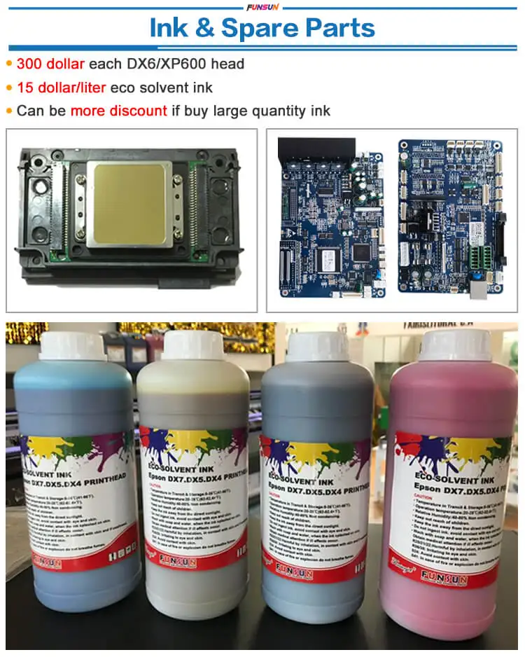 Funsun XP600 Inkjet Printer 1.6m 1.8m 3.2m China Plotter Large Format Poster Canvas Vinyl Wrap Eco Solvent Printer