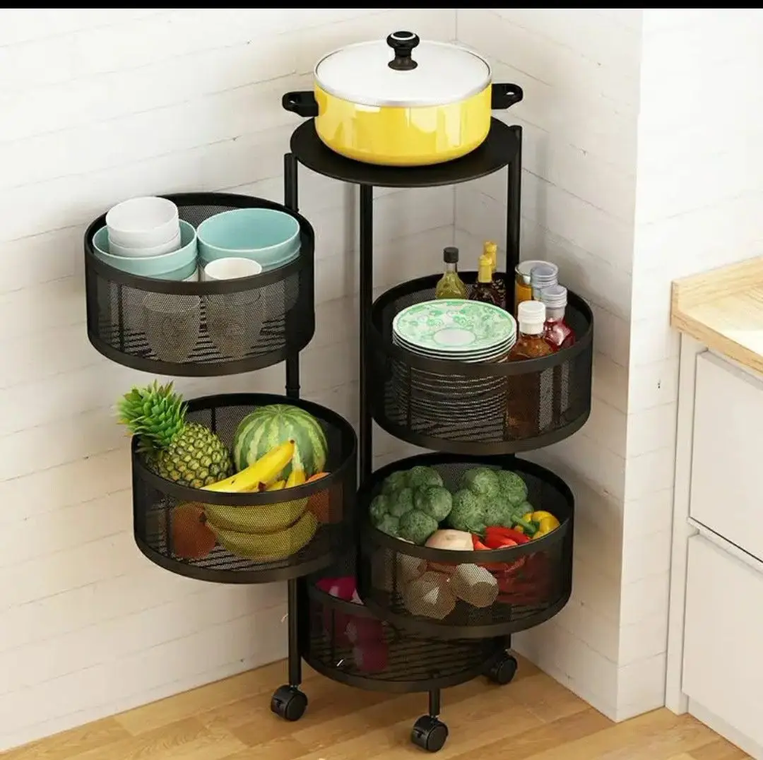 Kitchen Storage Rotatable Shelf 3/4/5 Layers Vegetable Or Fruit Storage Rack