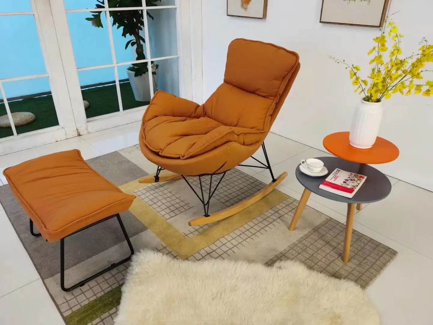 Home leisure sofa rocking chair lazy Nordic style luxury designer single