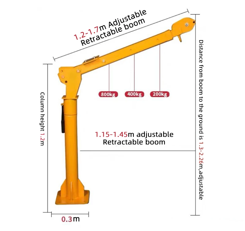 HAOY Hydraulic Pickup Engine Hoist Machine 800 Kg Folding Arm New Manipulator Truck Mounted Jib Cranes