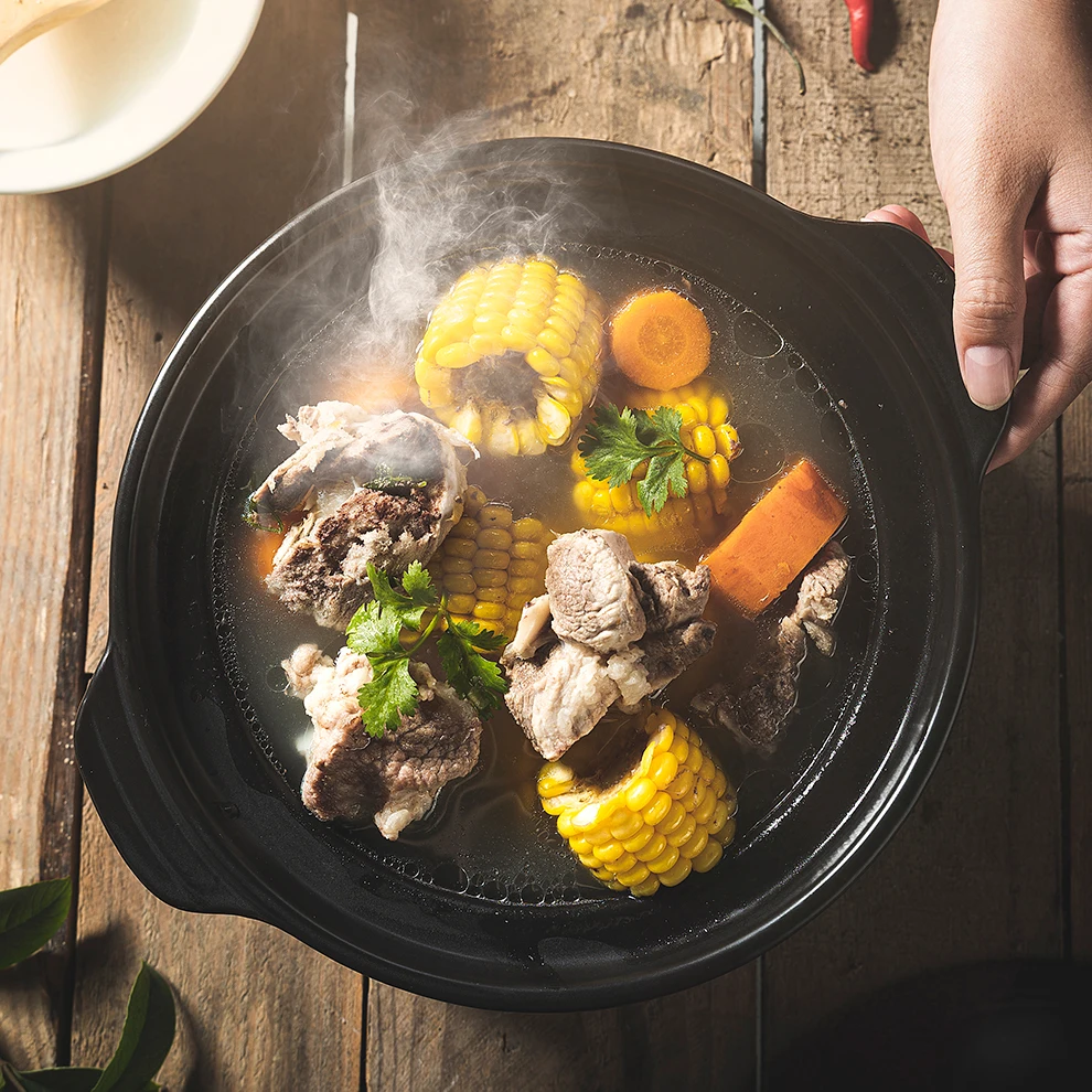 Multi-size black creative ceramic casserole Restaurant Kitchen household open fire soup pot