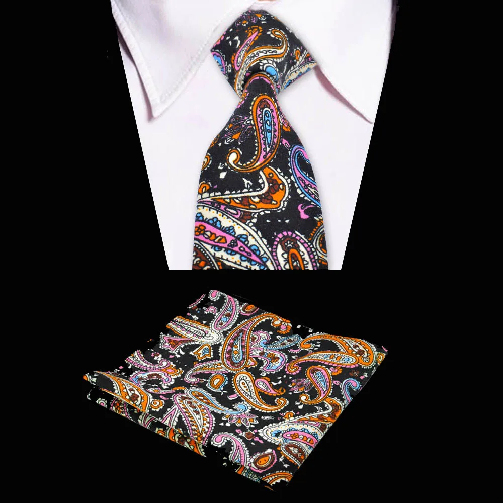 Модный стиль Красочный мужской галстук и носовой платок из 100% хлопка